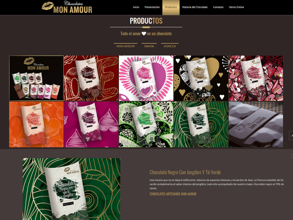 Interior de chocolates artesanos